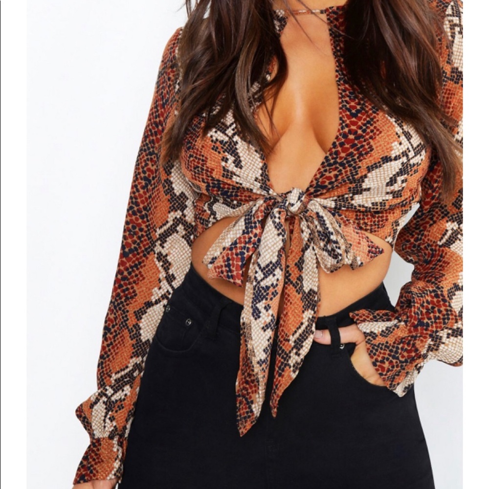 Snake Tie Front Crop Top . New with tags